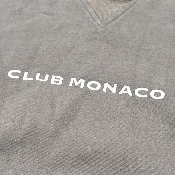 Vintage Y2K Club Monaco Made in Canada Logo Gray Fleece Sweatshirt Mens XL - Picture 3 of 9